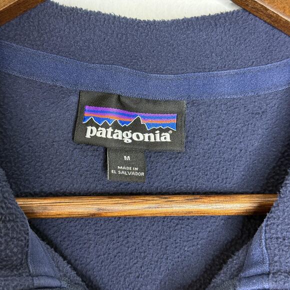 Patagonia Jacket Mens Medium Navy Blue Half Zip Fleece Pullover Outdoors Hiking - Picture 3 of 7